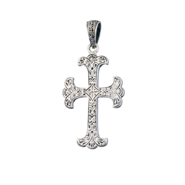 Men’s Byzantine Cross Pendant 18k Yellow Gold and Sterling Silver 925 - Image 3