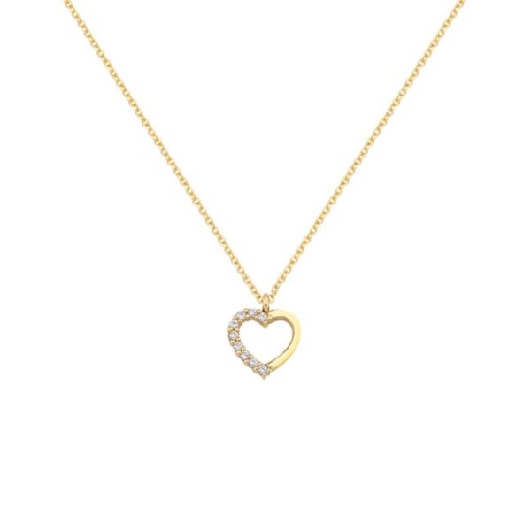 Heart Charm Necklace Yellow Gold k14 with Cubic Zirconia for Women for Teen - Image 4