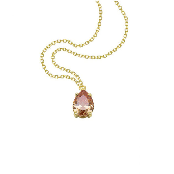 Pear Red Solitaire Pendant Necklace in k14 yellow Gold - Image 3