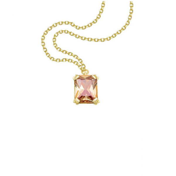 Emerald Cut Blue Solitaire Pendant Necklace in k14 yellow Gold - Image 3