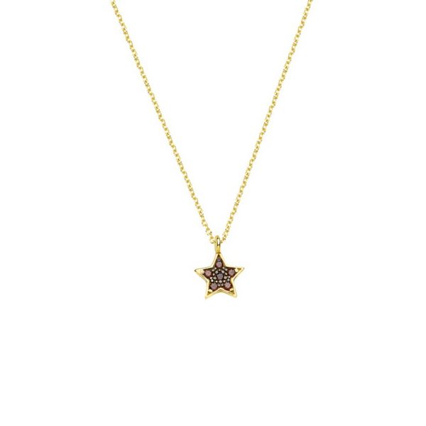 Yellow Gold k14 Star Charm Necklace with Cubic Zirconia for Women for Teen - Image 3