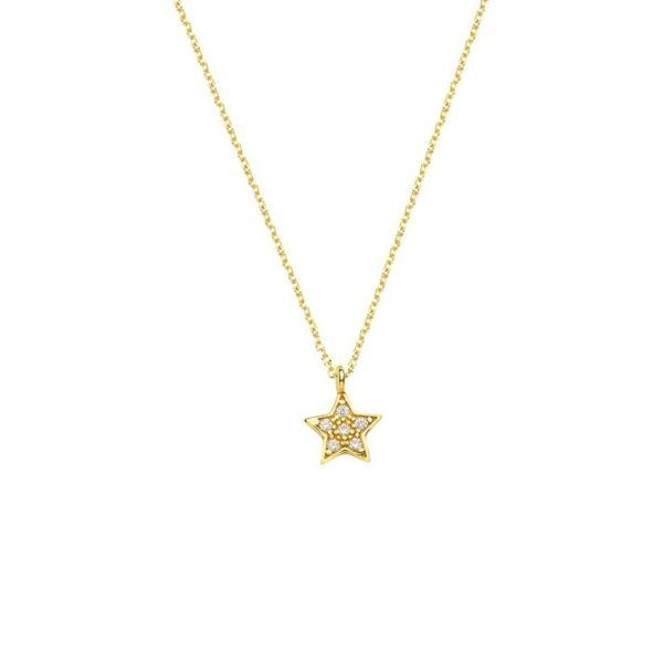 Yellow Gold k14 Star Charm Necklace with Cubic Zirconia for Women for Teen - Image 2