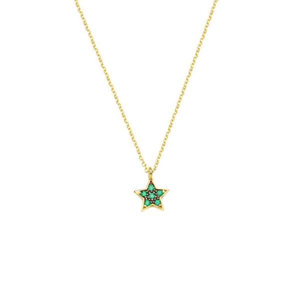 Yellow Gold k14 Star Charm Necklace with Cubic Zirconia for Women for Teen - Image 3