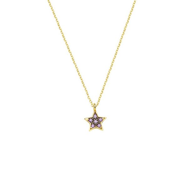 Yellow Gold k14 Star Charm Necklace with Cubic Zirconia for Women for Teen - Image 2