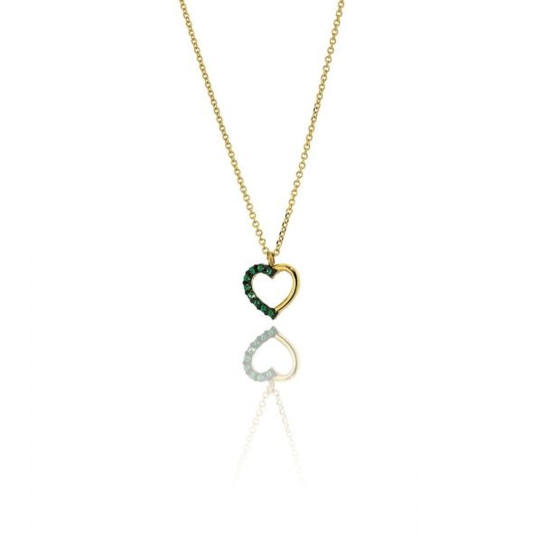 Heart Charm Necklace Yellow Gold k14 with Cubic Zirconia for Women for Teen - Image 2