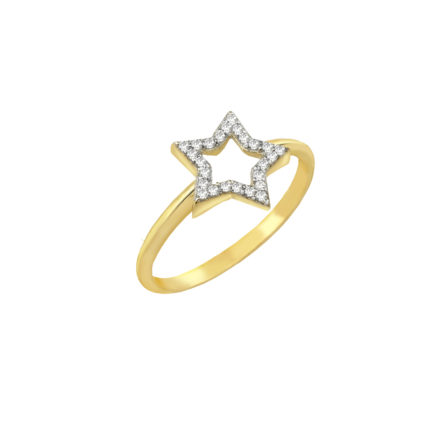 Star Shape ring for girls k14 Yellow Gold