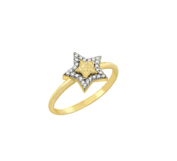 Star Shape ring for girls k14 Yellow Gold