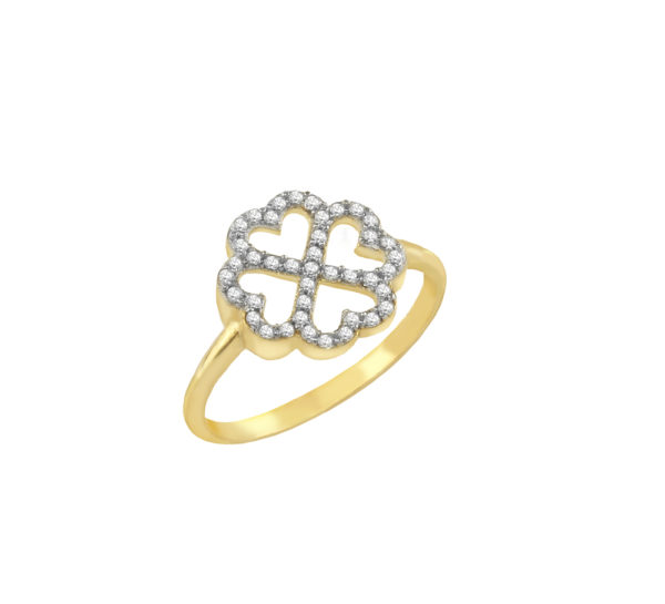 Four leaf Clover Ring for Girls k14 Yellow Gold - Image 2