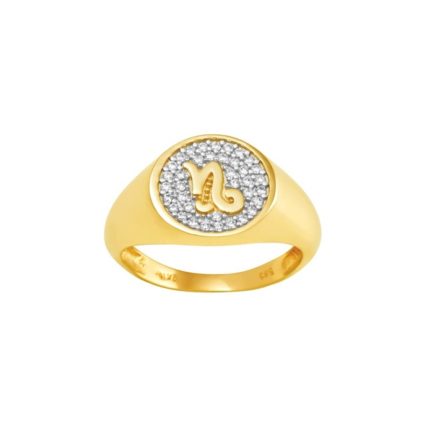 14k Gold Zodiac sign Band Capricorn Chevalier Men’s Ring