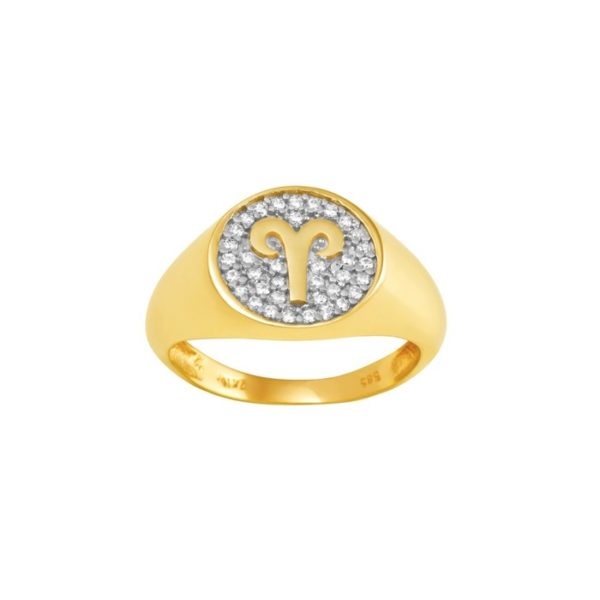 14k Gold Zodiac sign Band Aries Chevalier Men’s Ring