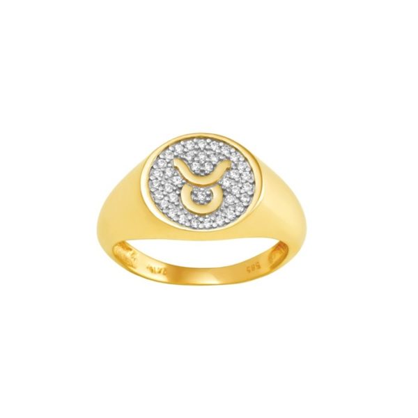 14k Gold Zodiac sign Band Taurus Chevalier Men’s Ring