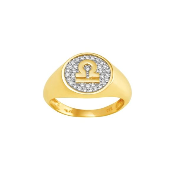 14k Gold Zodiac sign Band Libra Chevalier Men’s Ring