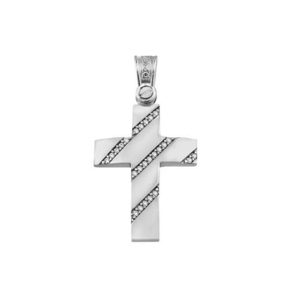 14k Solid Yellow and White Gold Orthodox Crucifix for Girls and Women - Image 2