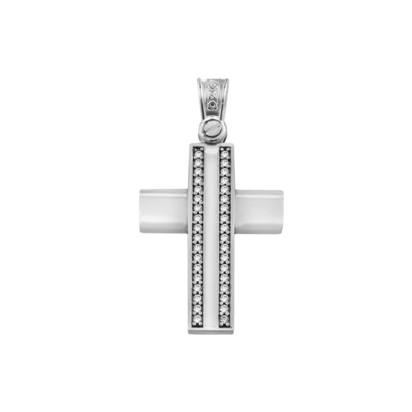 14k Solid Yellow and White Gold Orthodox Crucifix for Girls and Women - Image 2