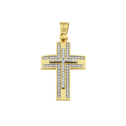 Classic 14k Yellow and White Gold Baptism Crosses for Girls and Women’s