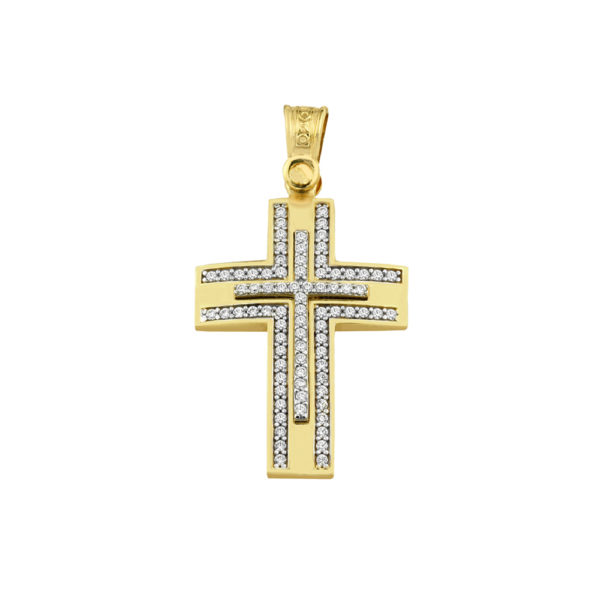 Classic 14k Yellow and White Gold Baptism Crosses for Girls and Women’s