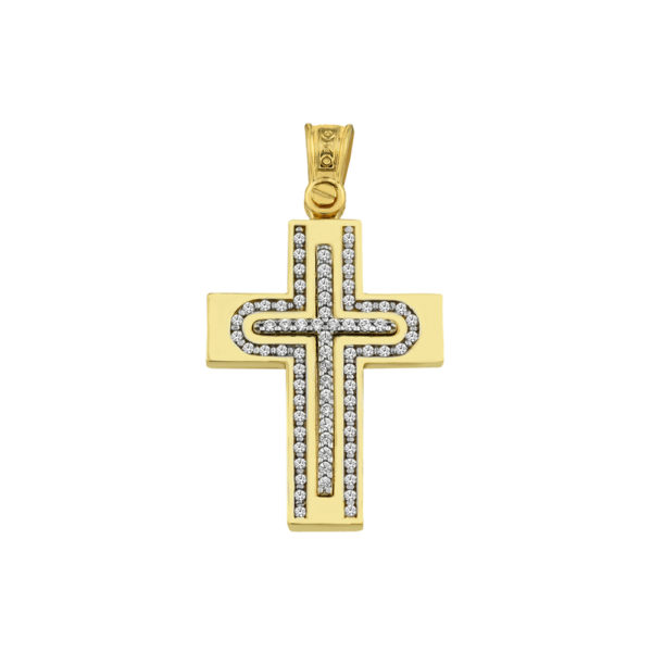 Classic 14k Yellow and White Gold Baptism Crosses for Girls and Women’s