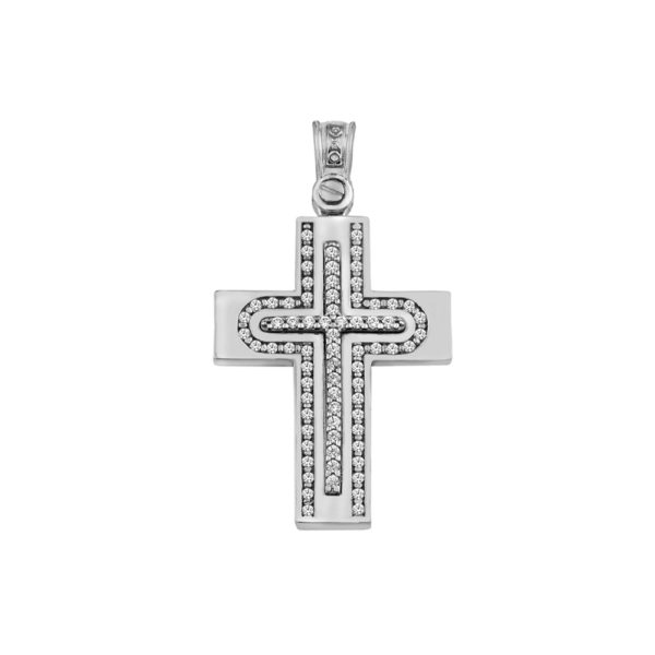 Classic 14k Yellow and White Gold Baptism Crosses for Girls and Women's - Image 2