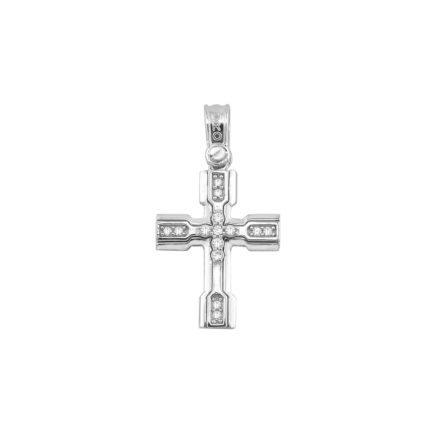 14k Solid Yellow and White Gold Orthodox Crucifix for Girls and Women