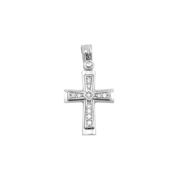 14k Solid Yellow and White Gold Orthodox Crucifix for Girls and Women - Image 2