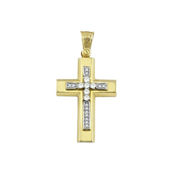 Classic 14k Yellow and White Gold Baptism Crosses for Girls and Women’s