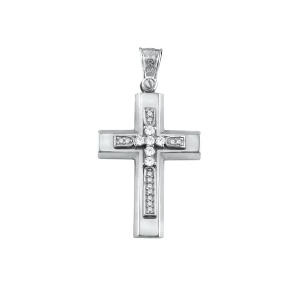 Classic 14k Yellow and White Gold Baptism Crosses for Girls and Women's - Image 2