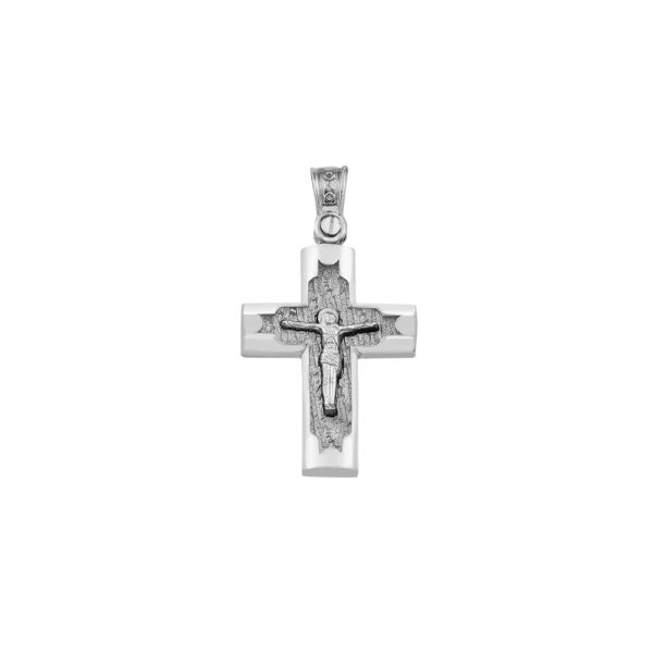 14k Gold Two-Tone Men’s Crucifix Cross Pendant - Image 2