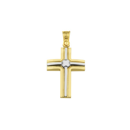 14k Gold Two-Tone Men’s Crucifix Cross Pendant