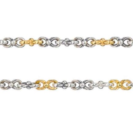 Chain Handmade in Sterling Silver 925 with Gold Plated Parts 4.7mm