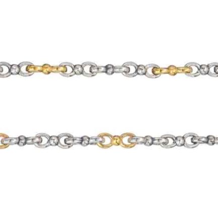 Chain Handmade in Sterling Silver 925 with Gold Plated Parts 3.30mm