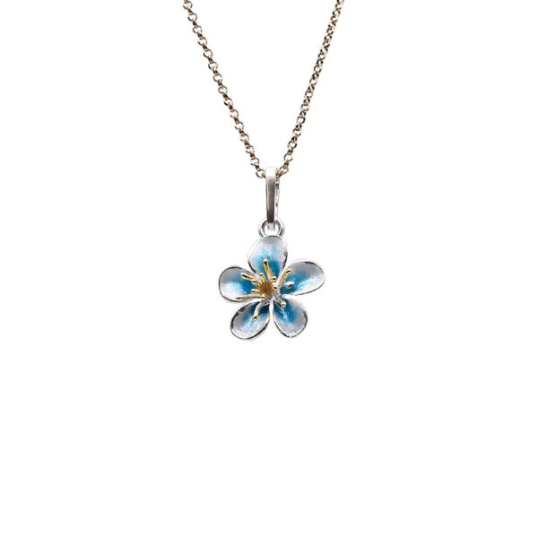 Plum Flower Silver-Enamel Pendant with Gold Plated Details - Image 2