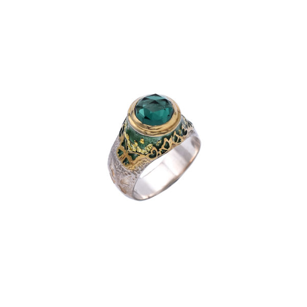 Blue Apatite Butterfly Ring, Gold Plated with Enamel - Image 3