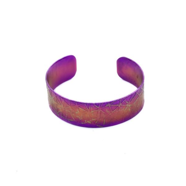 Anodized Titanium Narrow Textured Cuff Bracelets - Image 2