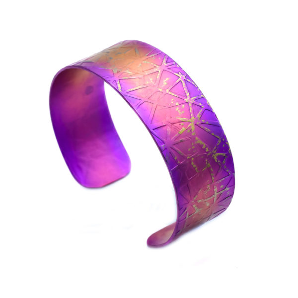 Anodized Titanium Narrow Textured Cuff Bracelets