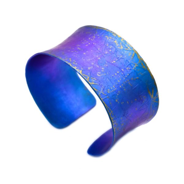 Titanium Textured Bracelet in Wide Edgy Shape