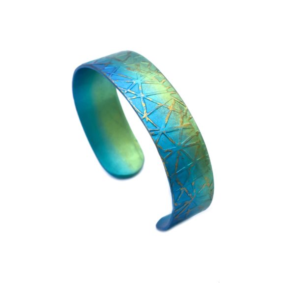 Anodized Titanium Medium Size Textured Cuff Bracelets