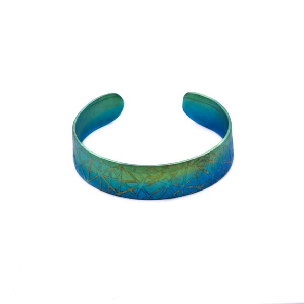 Anodized Titanium Medium Size Textured Cuff Bracelets - Image 2