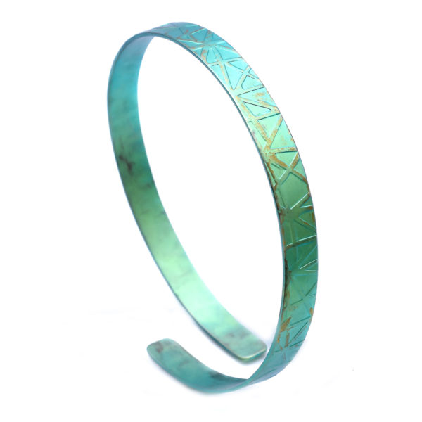 Anodized Titanium Slim Textured Adjustable Cuff Bracelets - Image 3