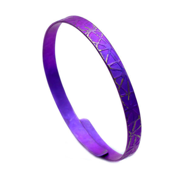 Anodized Titanium Slim Textured Adjustable Cuff Bracelets - Image 2