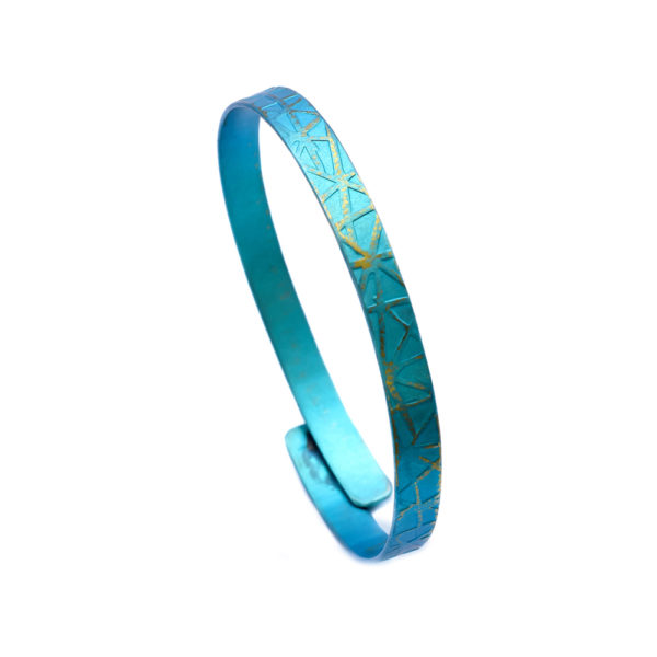 Anodized Titanium Slim Textured Adjustable Cuff Bracelets