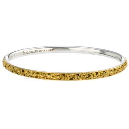 Bangle Bracelet Solid Gold-plated Silver 925 or Women's