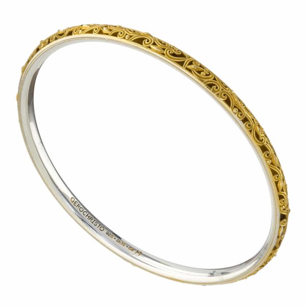 Bangle Bracelet Solid Gold-plated Silver 925 or Women's - Image 2