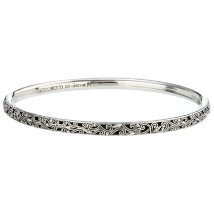 Bangle Bracelet Solid Sterling Silver in oxidized 925 for Women's
