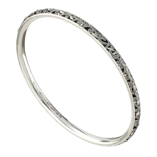 Bangle Bracelet Solid Sterling Silver in oxidized 925 for Women's - Image 2