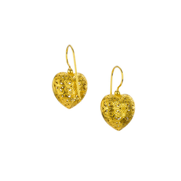 Tiny Heart Earrings in Gold plated silver 925 - Image 2