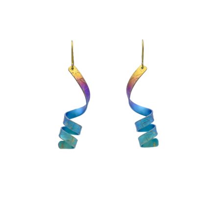 Anodized Titanium Ribbon Twirl Drop Dangle Earrings
