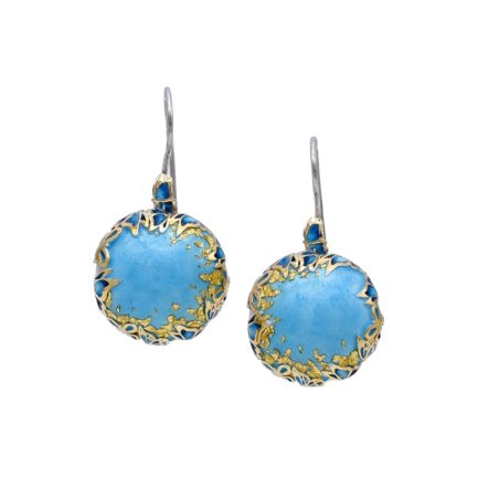 Dangle Earrings with Blue Butterflies Sterling Silver and Gold Plated Details