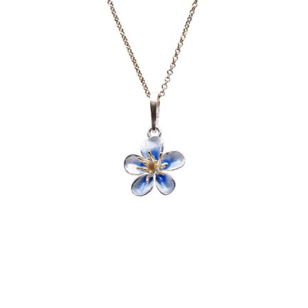 Plum Flower Silver-Enamel Pendant with Gold Plated Details