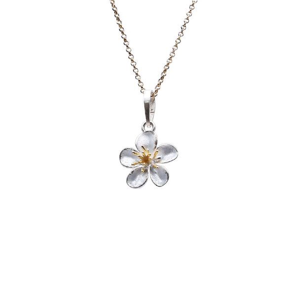 Sakura Flower Enamel Pendant With Gold Plated Stamens