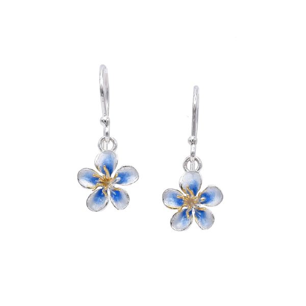 Bridal Sakura Flower Earrings Made Out of Silver and Enamel - Image 2